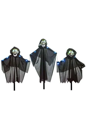 Creepy Black Cloaked Skeleton Path Marker Decorations