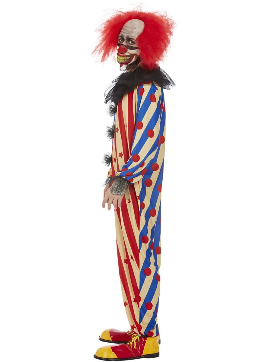 Creepy Blue And Red Mens Horror Clown Costume
