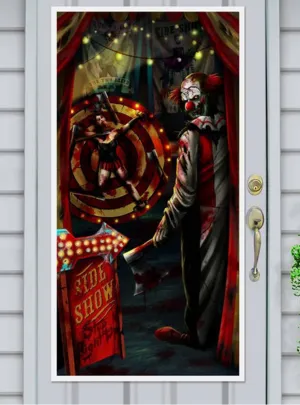 Creepy Circus Side Show Door Cover Halloween Decoration