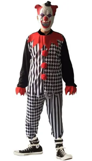 Creepy Clown Mens Halloween Fancy Dress Costume