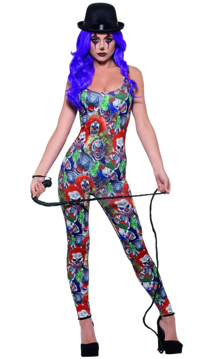 Creepy Clown Womens Halloween Costume Bodysuit