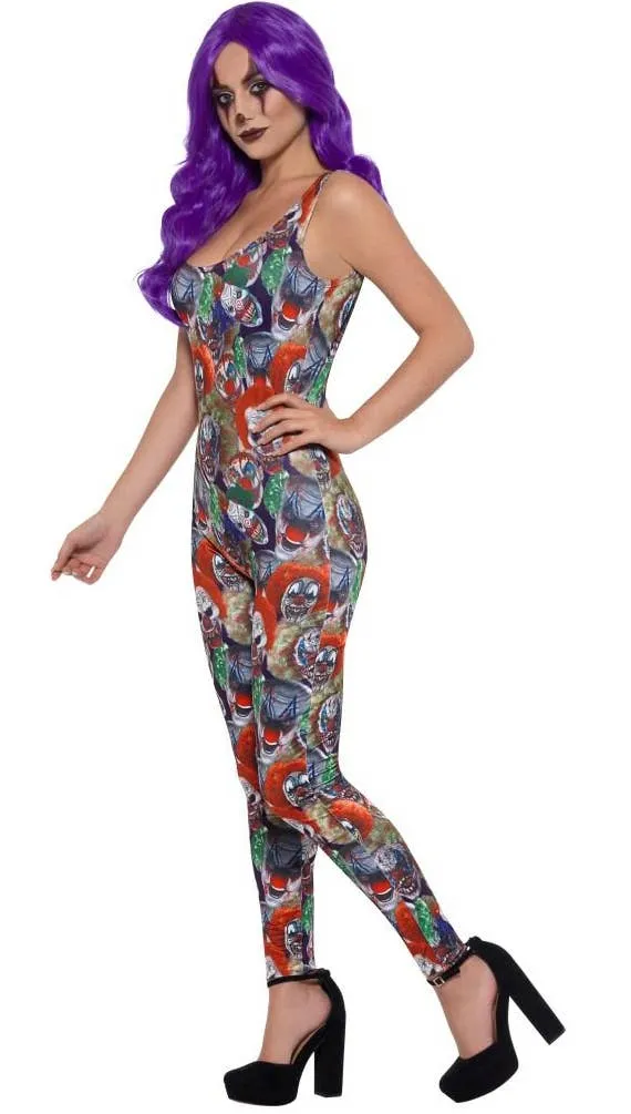 Creepy Clown Womens Halloween Costume Bodysuit