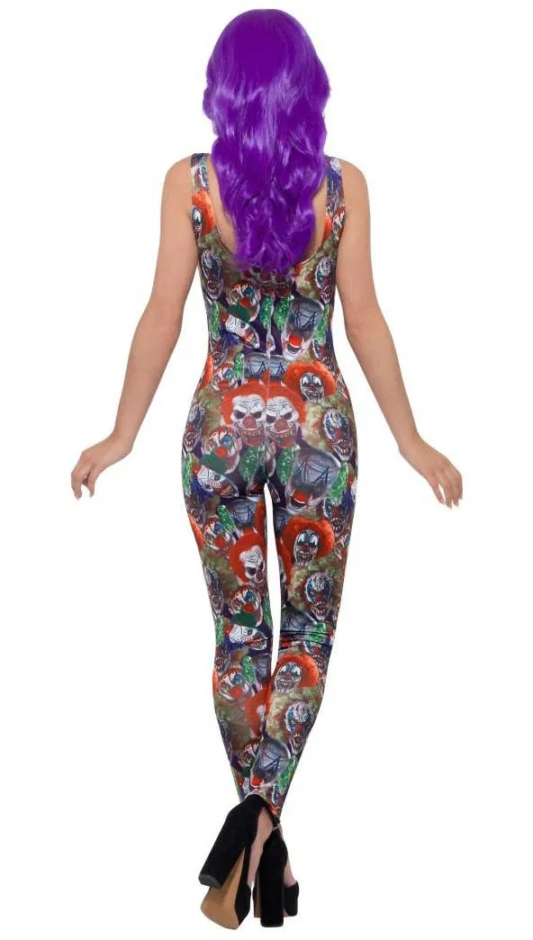 Creepy Clown Womens Halloween Costume Bodysuit