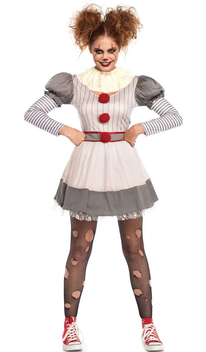 Creepy Clown Womens Pennywise Halloween Costume