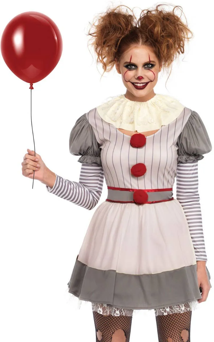 Creepy Clown Womens Pennywise Halloween Costume