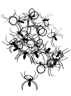 Creepy Crawly Black Spiders Halloween Decoration Set of 24