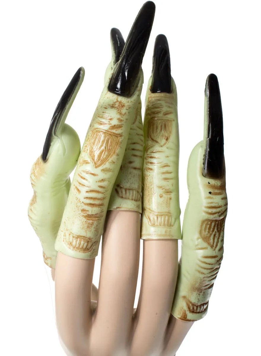 Creepy Green Witch Fingers with Long Black Fingernails