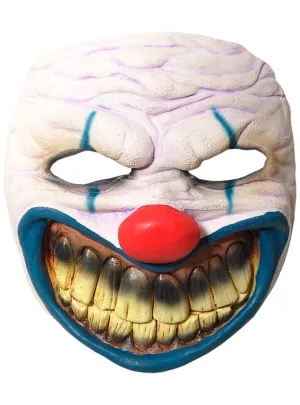 Creepy Grinning Clown Rubber Latex Halloween Mask