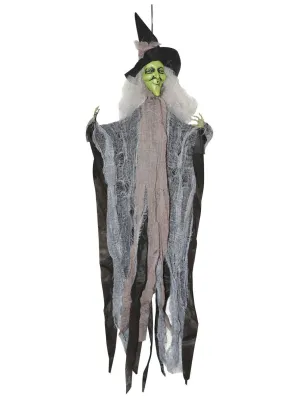 Creepy Hanging Tattered Grey Witch Halloween Decoration