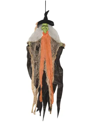 Creepy Hanging Tattered Orange Witch Halloween Decoration