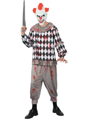 Creepy Horror Clown Mens Halloween Fancy Dress Costume