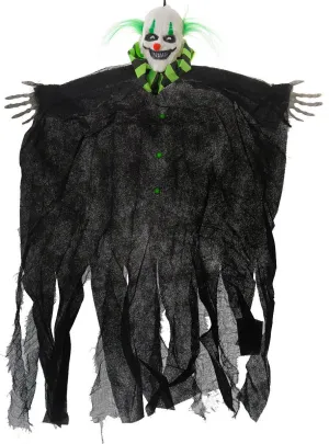 Creepy Neon Green and Black Clown Halloween Decoration