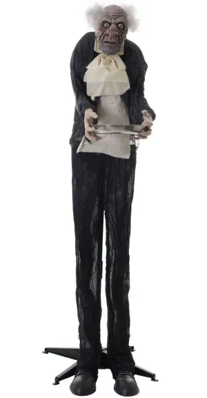 Creepy Old Butler Standing Animated Halloween Decoration