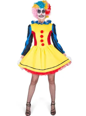 Creepy Plus Size Womens Yellow Halloween Clown Costume