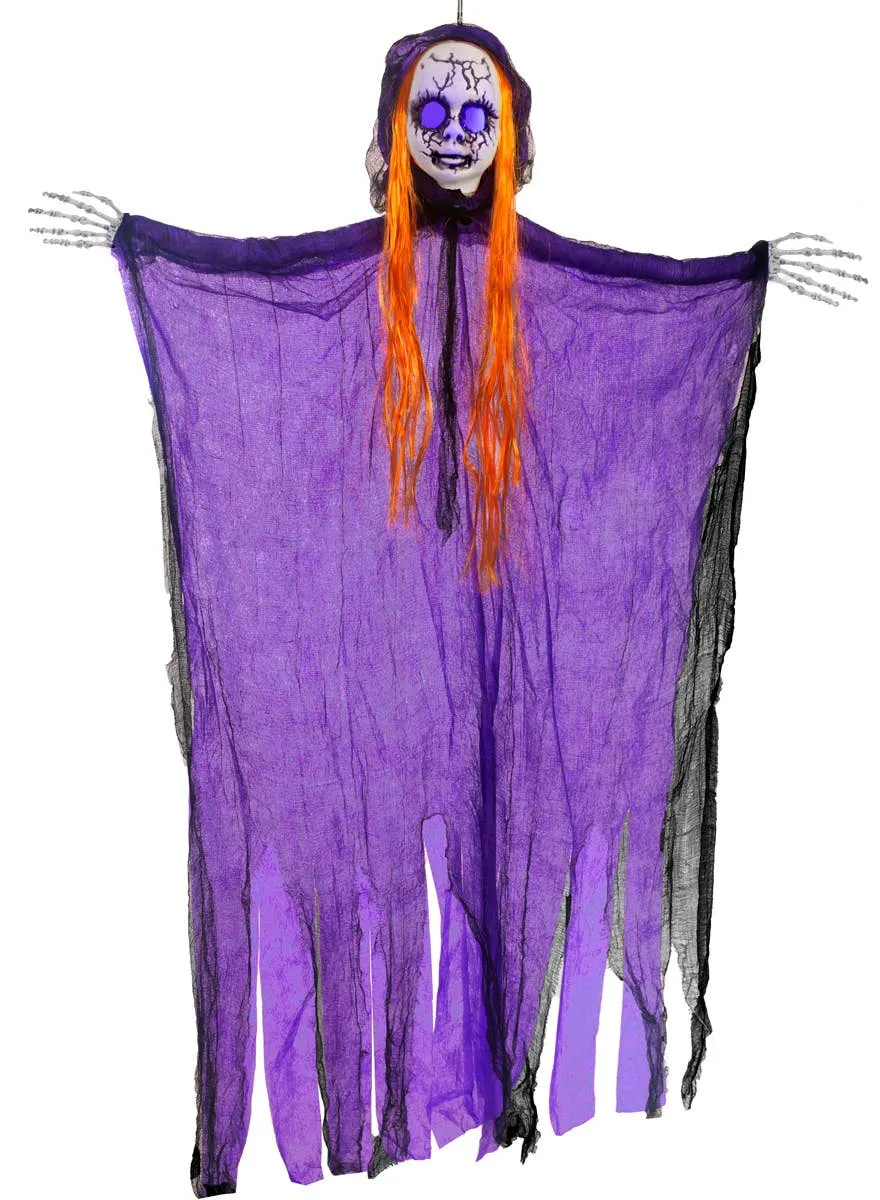 Creepy Purple Light Up Doll Hanging Halloween Decoration