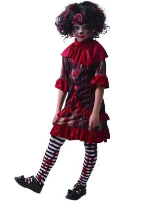 Creepy Red and Black Evil Clown Girls Halloween Costume