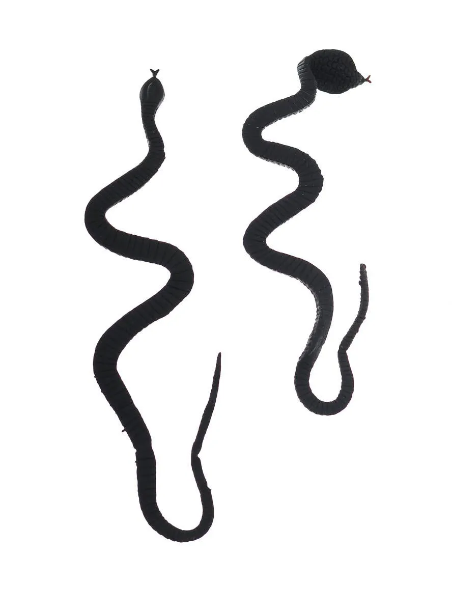 Creepy Small Black Rubber Snakes - 2 Pack