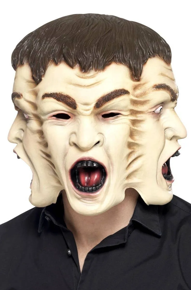 Creepy Three Face Halloween Latex Mask