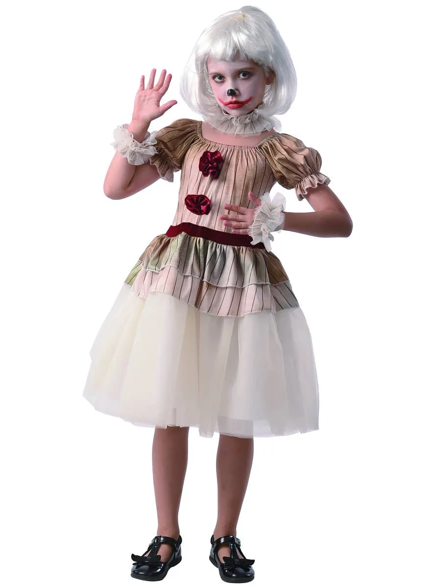Creepy Vintage Clown Girls Halloween Costume