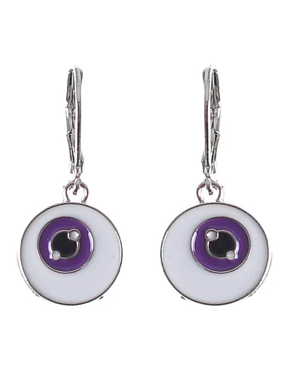 Creepy White and Purple Eyeballs 3cm Drop Halloween Earrings