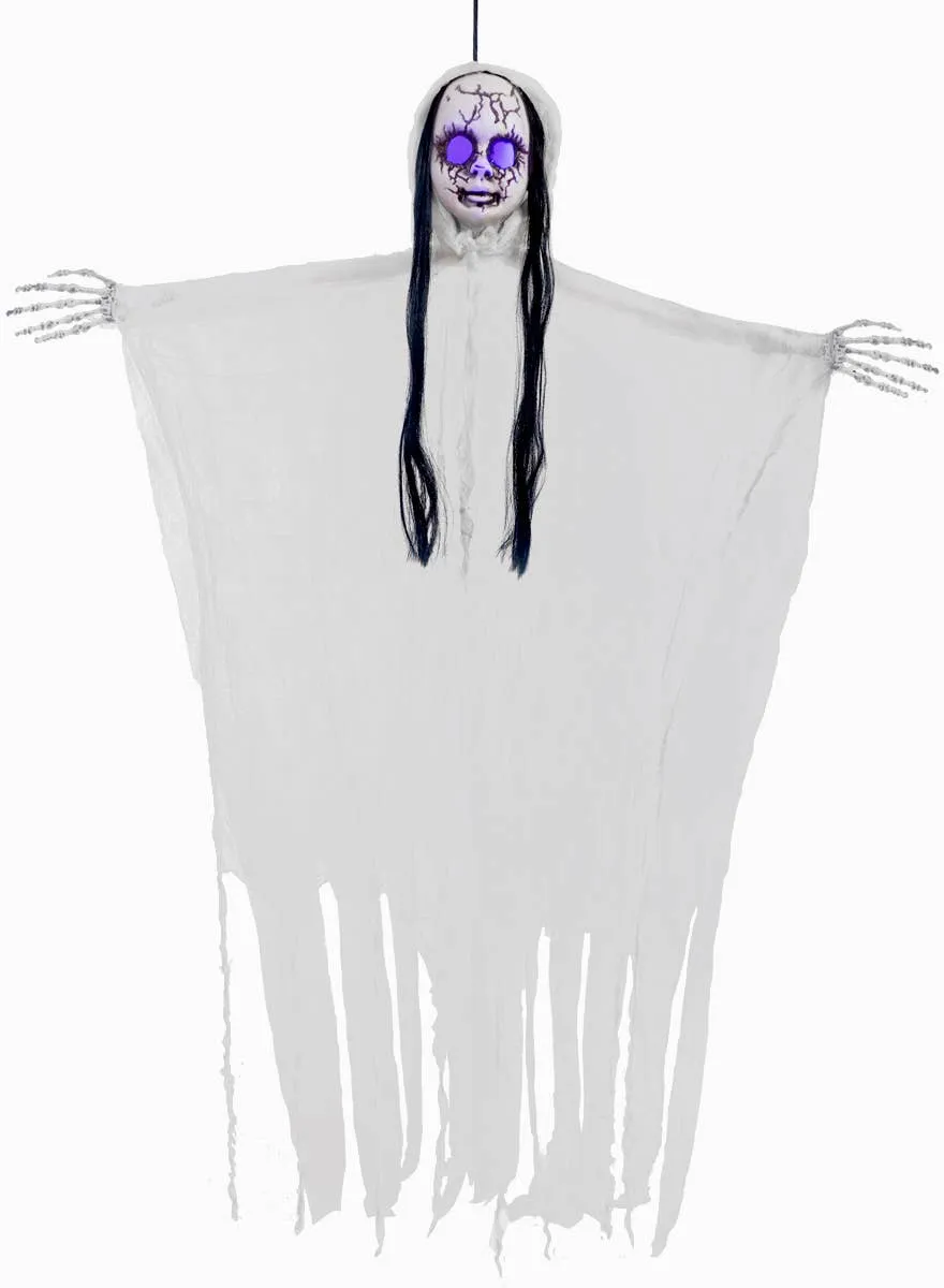 Creepy White Light Up Doll Hanging Halloween Decoration