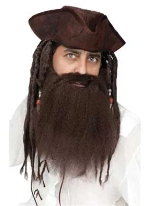 Crimped Brown Pirate Costume Beard