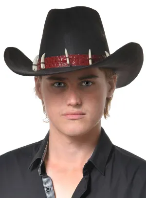 Crocodile Teeth Adults Black Cowboy Costume Hat