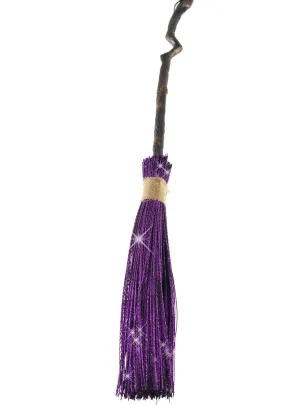Crooked Purple Glitter Witch Broomstick Costume Accessory