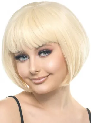 Cropped Blonde Bob Womens Fashion Wig with Fringe
