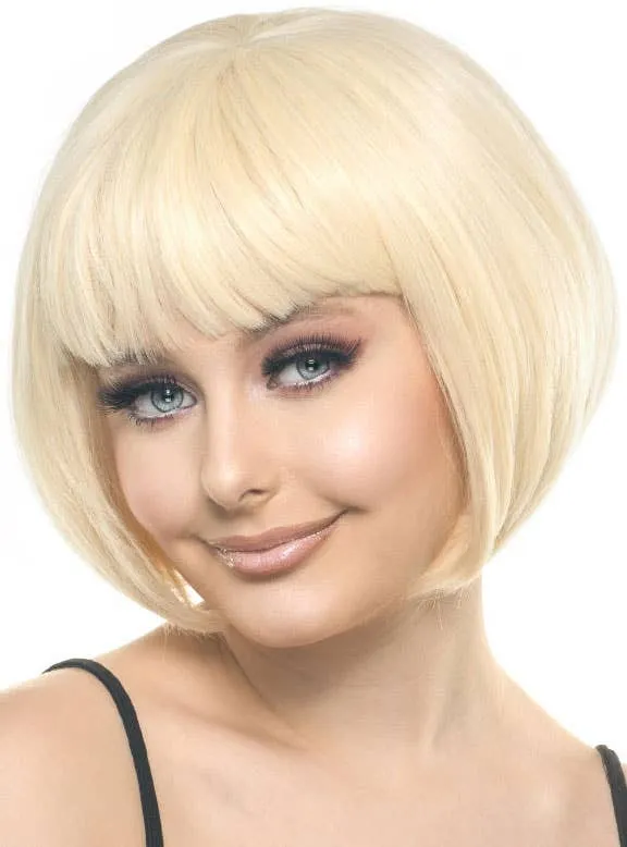 Cropped Blonde Bob Womens Fashion Wig with Fringe