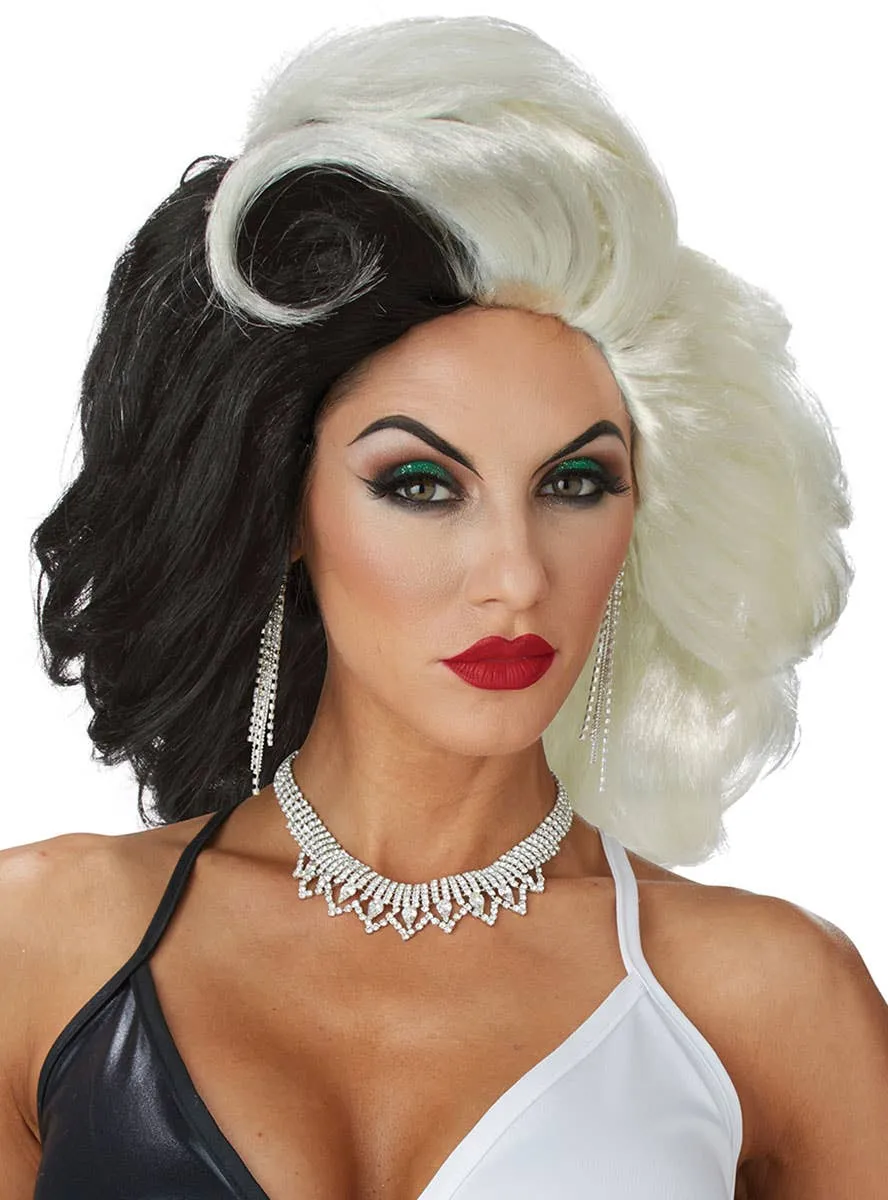 Cruel Diva Womens Black and Blonde Wig