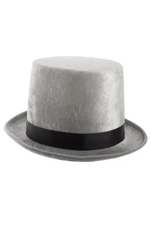Crushed Velvet Gentleman's Top Hat in Silver