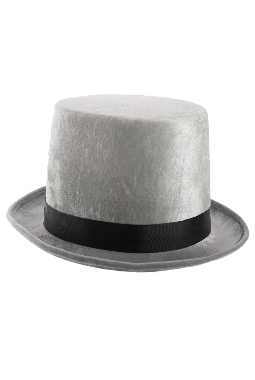 Crushed Velvet Gentleman's Top Hat in Silver