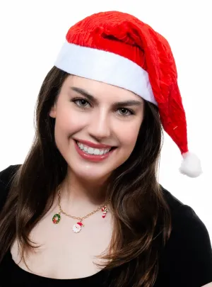 Crushed Velvet Red and White Santa Hat