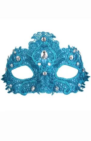Crystal Blue Lace Adults Masquerade Mask