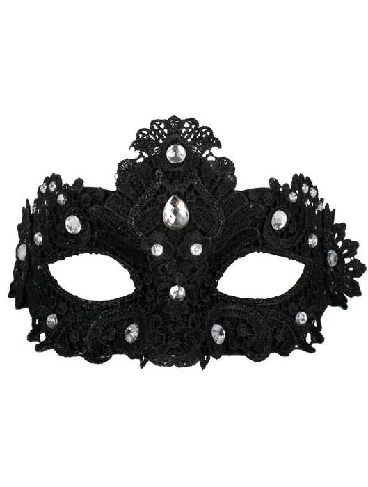 Crystal Lace Adults Black Masquerade Mask