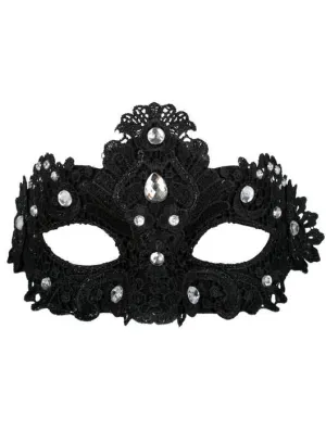 Crystal Lace Adults Black Masquerade Mask