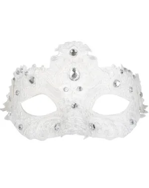 Crystal Lace Adults White Masquerade Mask