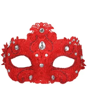 Crystal Red Lace Adults Masquerade Mask