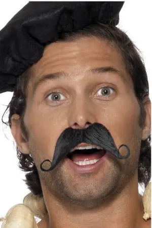 Curled Black Frenchman Moustache