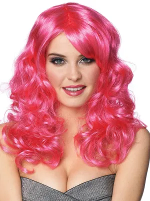 Curled Hot Pink Lolita Womens Costume Wig