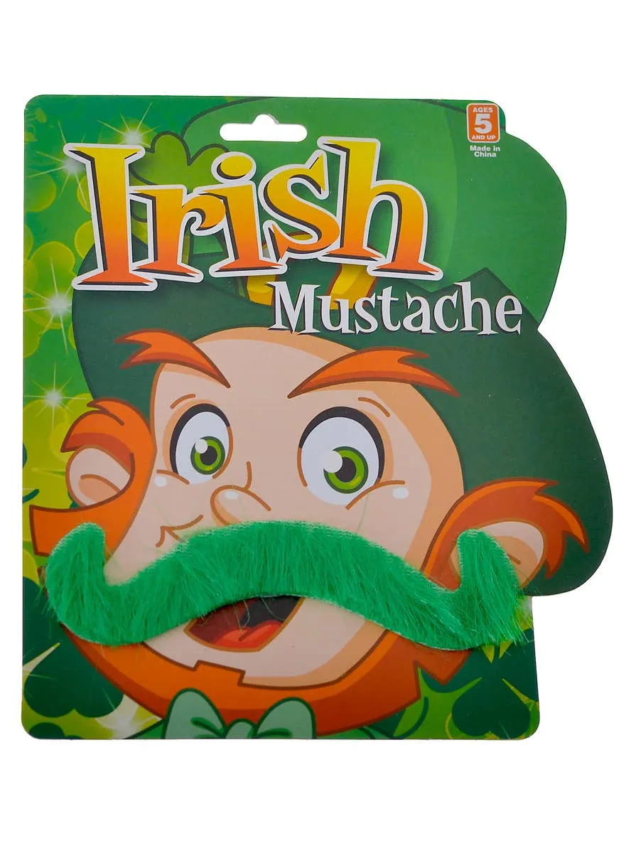 Curled St Patrick's Day Green Costume Moustache