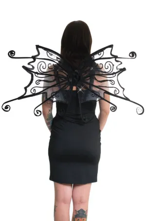 Curly Black Glitter Fairy Costume Wings