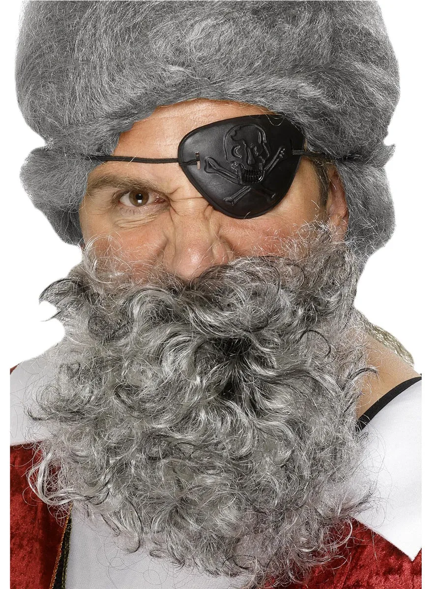 Curly Light Grey Pirate Costume Beard