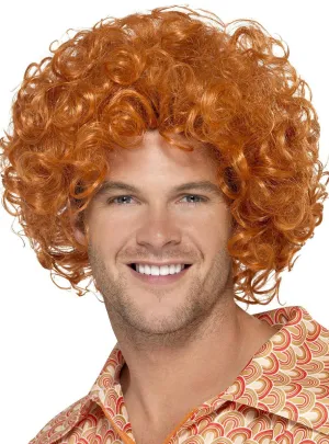 Curly Orange Mens Afro Costume Wig