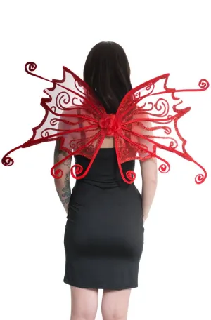 Curly Red Glitter Fairy Costume Wings