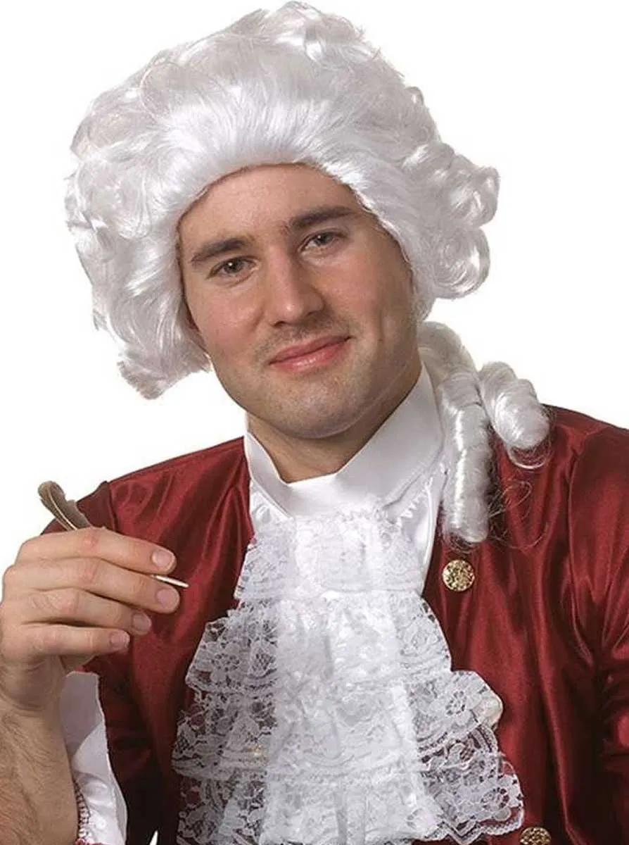 Curly White Colonial Mens Costume Wig