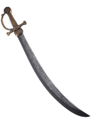 Curved Bronze and Silver Pirate Cutlass Costume Weapon