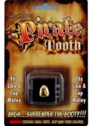 Custom Fit Gold Pirate Tooth Cap Costume Accessory