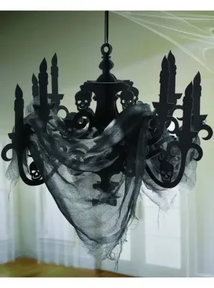 Cut Out Black Chandelier and Net Halloween Decoration Kit